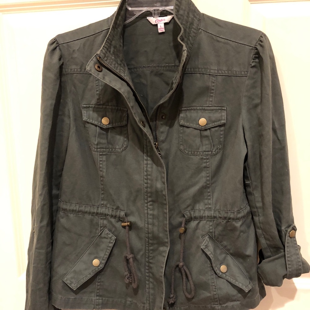 Army green denim material jacket